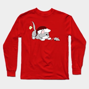 Christmas Products - Kitten playing with a toy mouse Long Sleeve T-Shirt